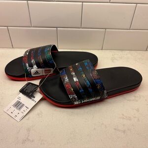 Lego Ninjago Adidas Adilette Comfort K Slides - Black and Red - size 6